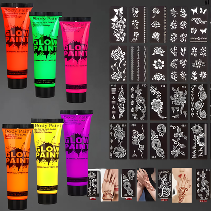 Soccer Ball UV Glow Body Paint Set Neon Face