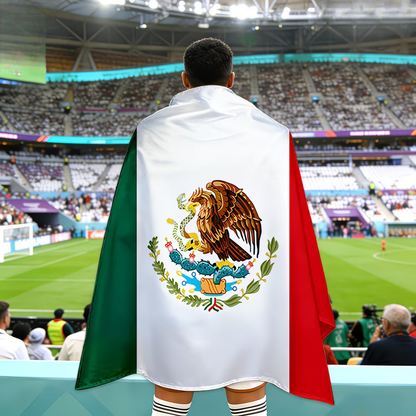 Flag Banner Soccer Cape Mexico Fan Wearable Game Day Large