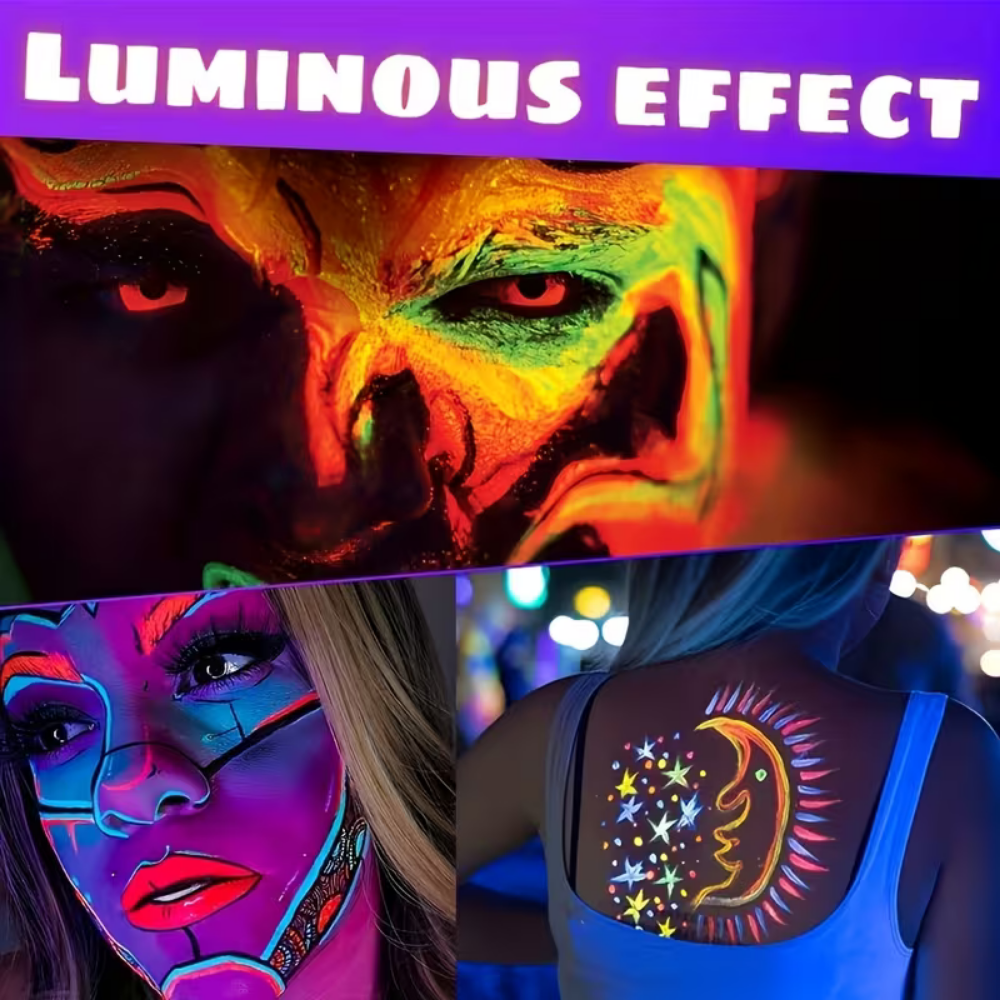 Glow Dark UV Body Paint Set Parties Festivals