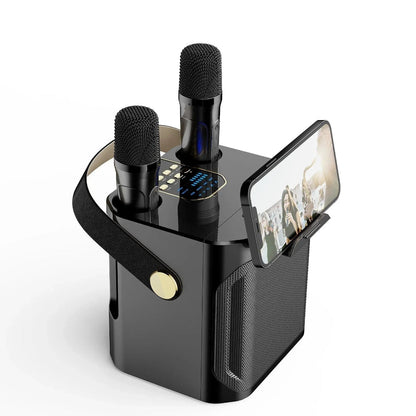 Portable Karaoke Speaker Wireless Microphones LED Display