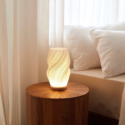 Table Lamp Modern Wave USB Dimmable Wood Base LED Light