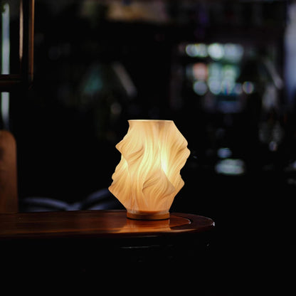 Table Lamp Modern Wave USB Dimmable Wood Base LED Light