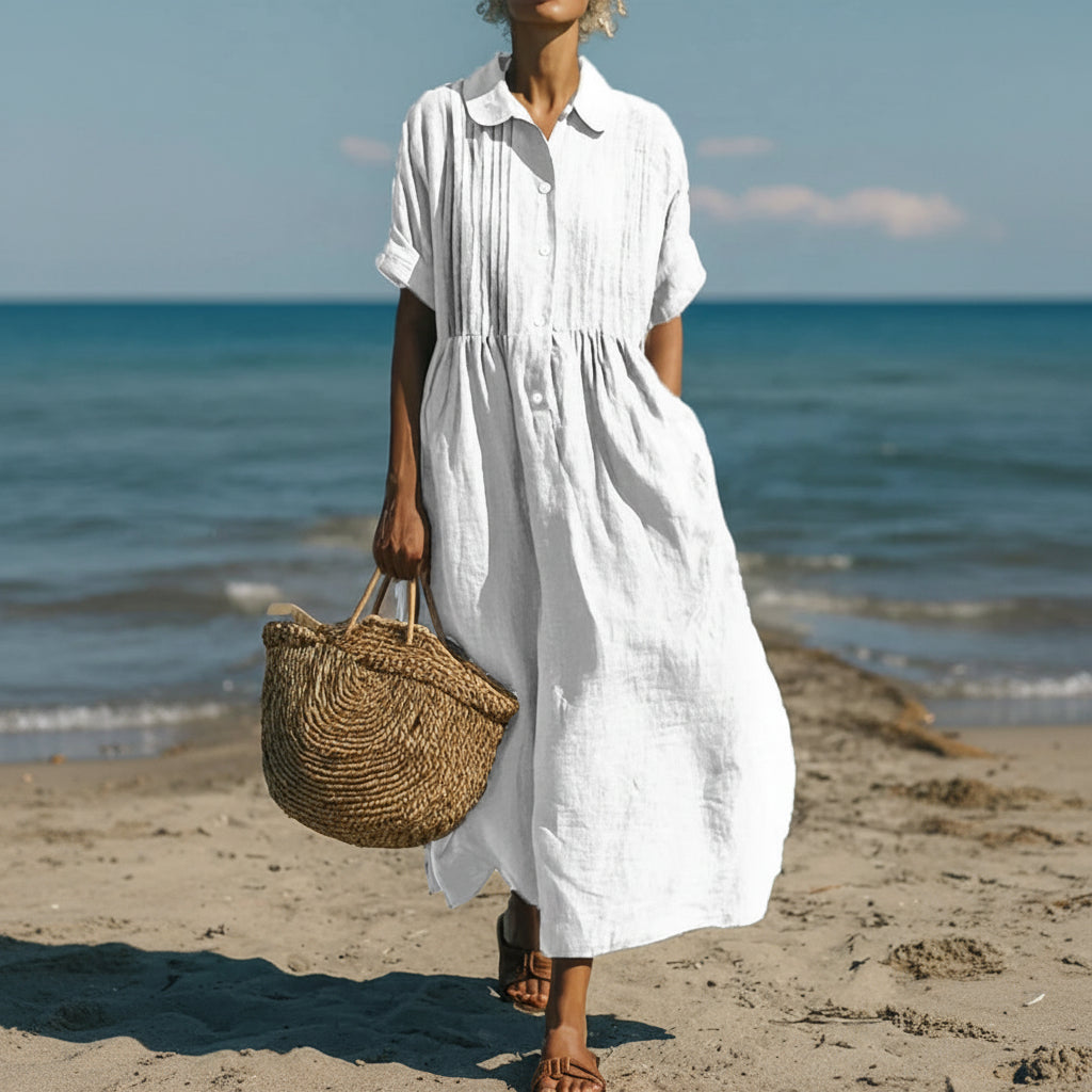Women's Shirt Dress Casual Maxi Pintuck | Midi