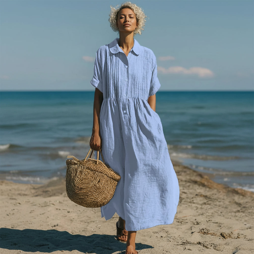 Women's Shirt Dress Casual Maxi Pintuck | Midi