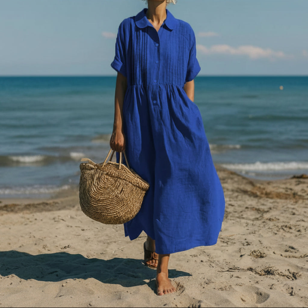 Women's Shirt Dress Casual Maxi Pintuck | Midi