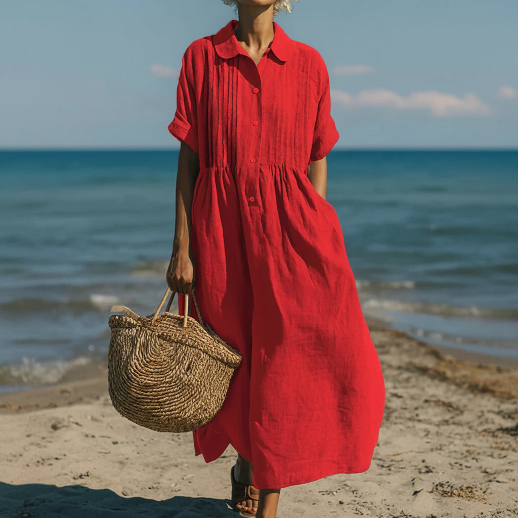 Women's Shirt Dress Casual Maxi Pintuck | Midi
