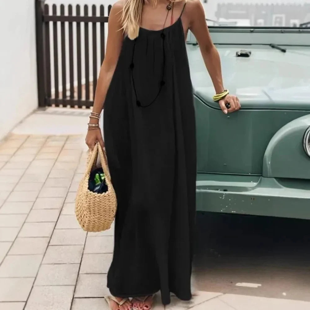 Women's Dress Casual Sleeveless Maxi Spaghetti Strap Beach Dress