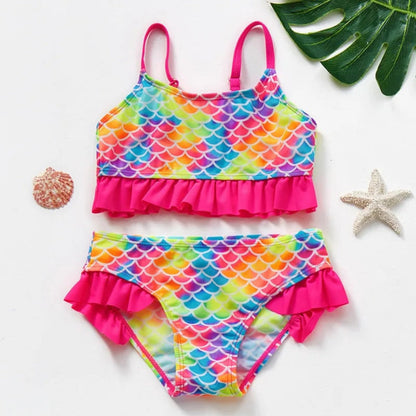 Women's Swimsuit Bikini Set Kids Swimwear Ruffle | Floral
