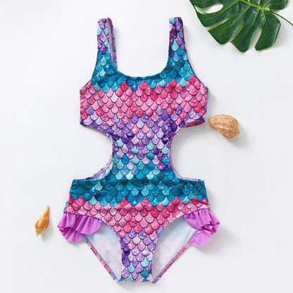 Women's Swimsuit Bikini Set Kids Swimwear Ruffle | Floral