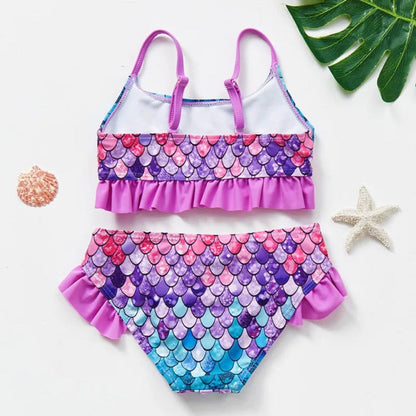 Women's Swimsuit Bikini Set Kids Swimwear Ruffle | Floral