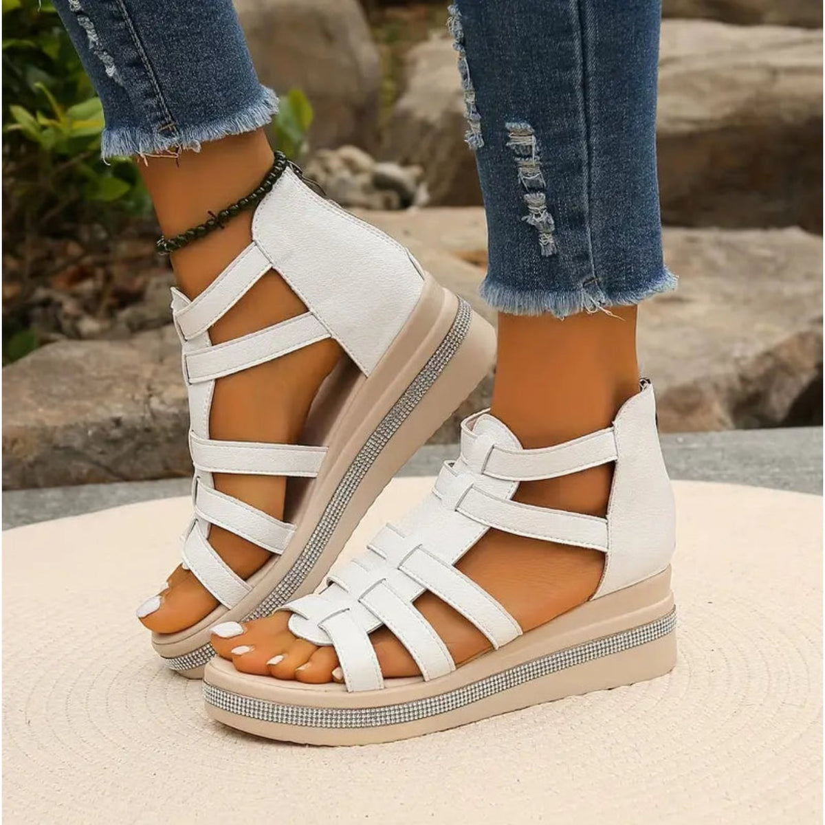 Women's Sandals Platform Wedge Open Toe Adjustable Strap Shoes