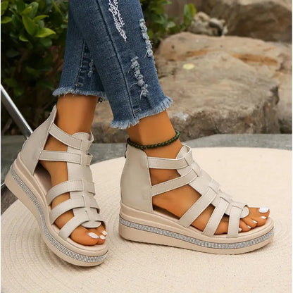Women's Sandals Platform Wedge Open Toe Adjustable Strap Shoes
