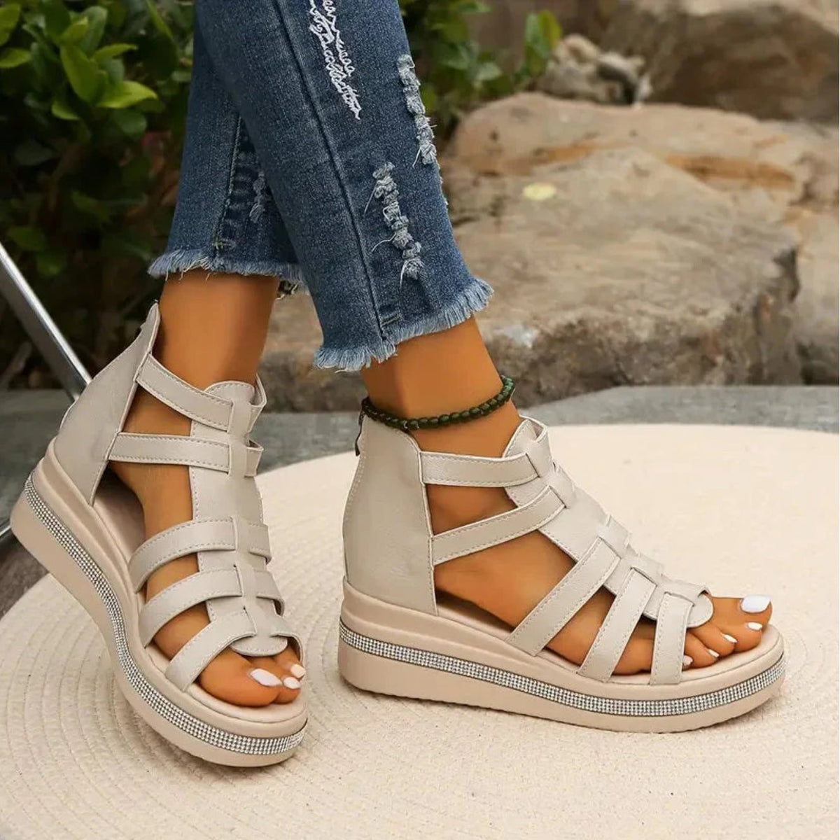 Women's Sandals Platform Wedge Open Toe Adjustable Strap Shoes
