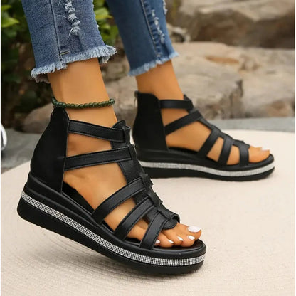 Women's Sandals Platform Wedge Open Toe Adjustable Strap Shoes